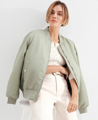 Ann Taylor Petite Weekend Collection Bomber Jacket Silver Sage Women's
