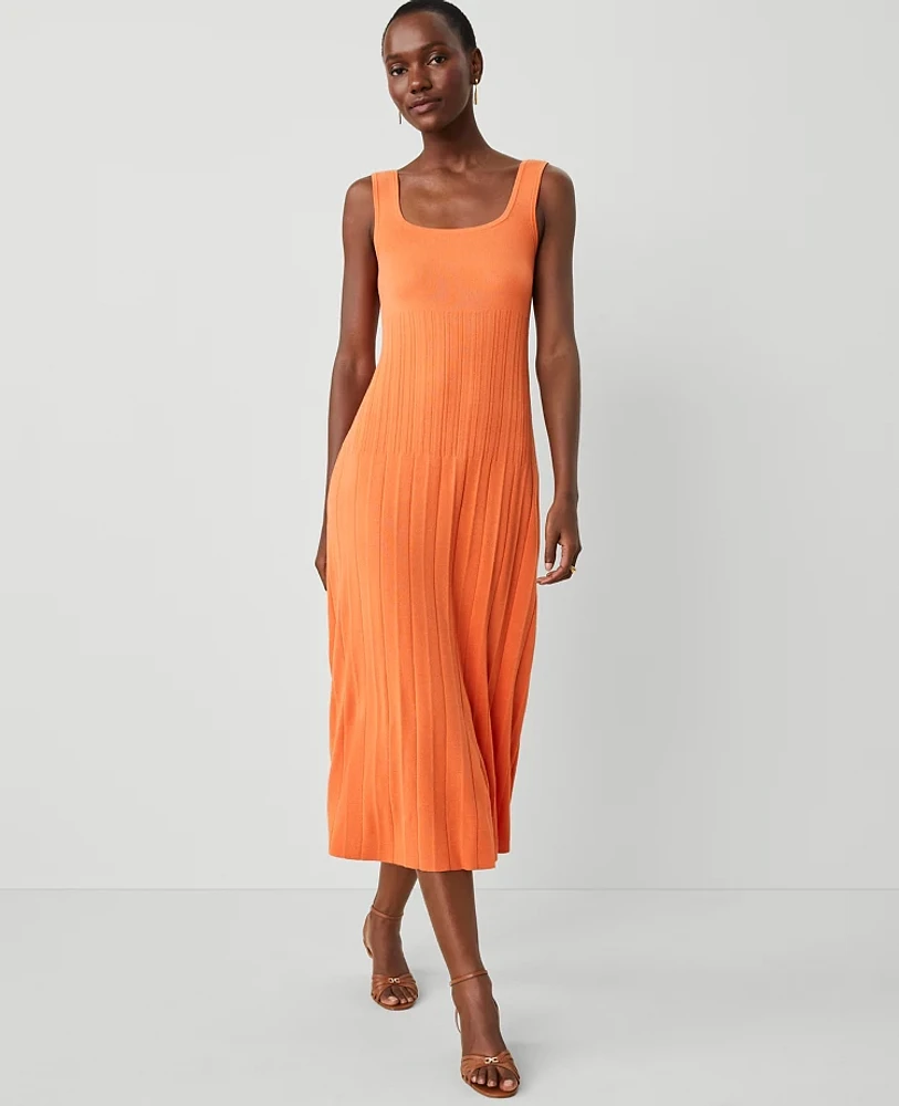Ann Taylor Pleated Sweater Tank Top Dress Dusty Orange Women's