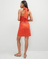 Ann Taylor Geo Linen Blend Halter Sheath Dress Red Pepper Women's