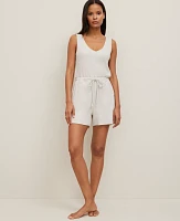 Ann Taylor Ribbed Lounge Romper Sand Shell Women's