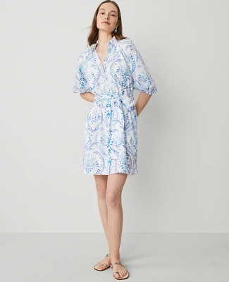 Ann Taylor Petite Floral Split Neck Flare Dress Sea Isle Women's