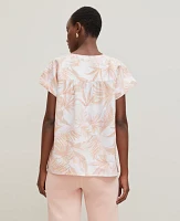 Ann Taylor Floral Cutout Linen Popover Top Blush Women's