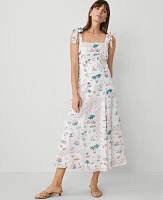 Ann Taylor Petite Map Print Flare Dress Burnt Mauve Women's
