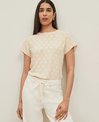 Ann Taylor Petaled Mixed Media T-Shirt Sands Edge Women's