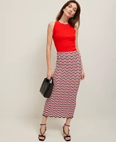 Ann Taylor Petite Striped Crochet Sweater Skirt Red/Black Multi Women's