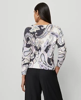 Ann Taylor Paisley Boatneck Sweater Night Sky Women's