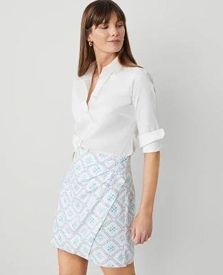 Ann Taylor Petite Tiled Linen Blend Sarong Skirt Sea Isle Women's