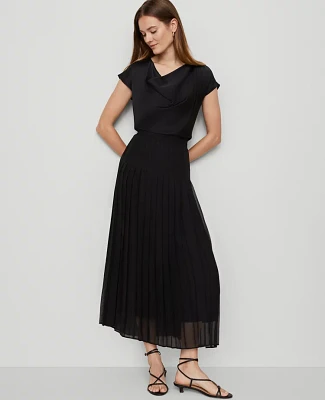 Ann Taylor Chiffon Pleated Maxi Skirt Black Women's