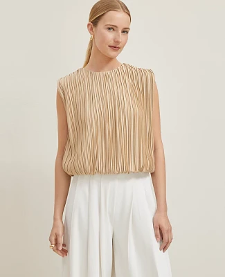 Ann Taylor Pleated Bubble Hem Top Women's