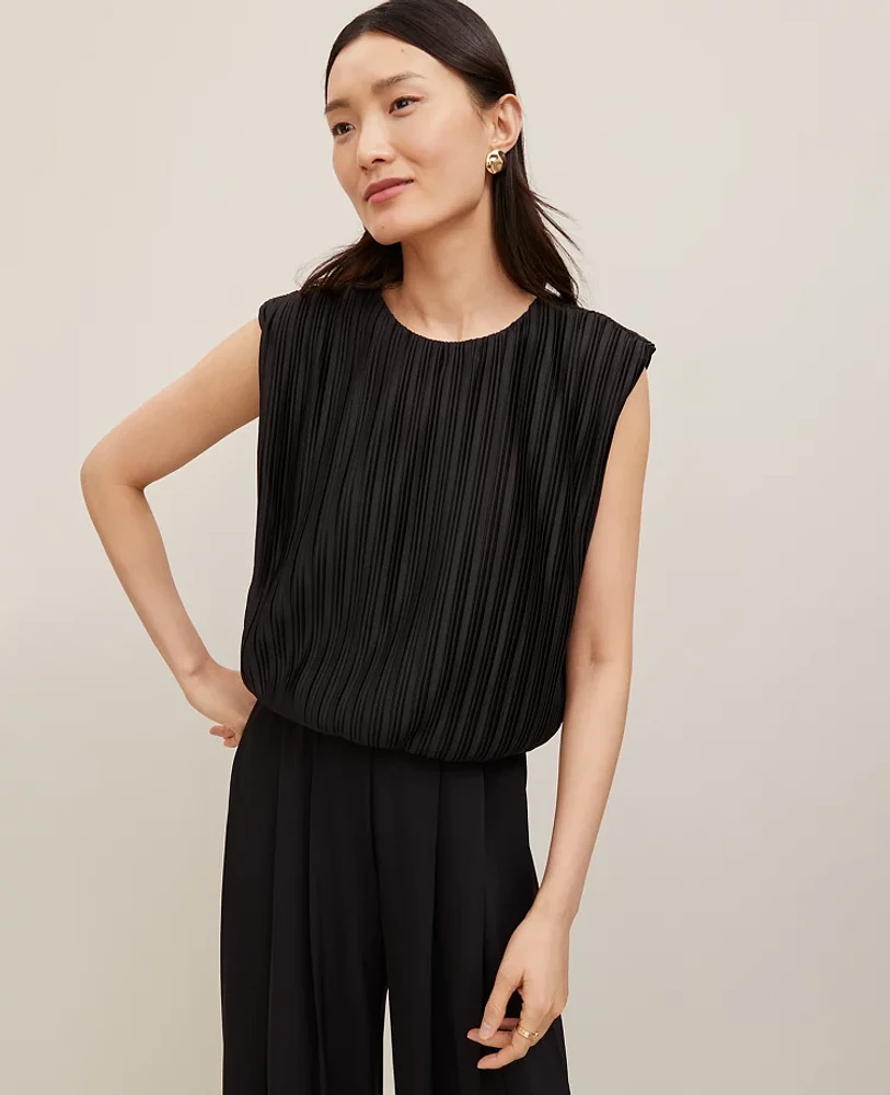 Ann Taylor Pleated Bubble Hem Top Women's