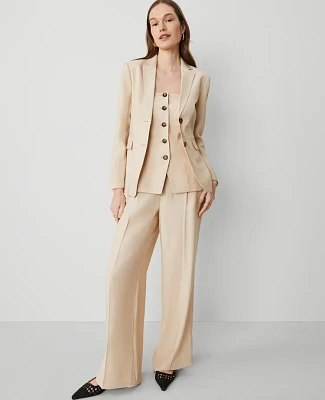Ann Taylor The Belted Wide-Leg Pant in Twill Size 6 Sands Edge Women's