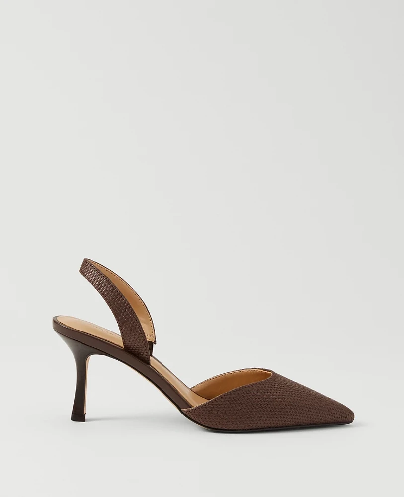 Ann Taylor Kerry Straw Pump Rich Walnut Women's