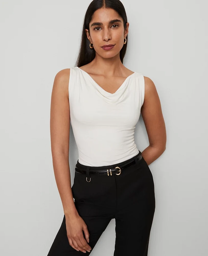 Ann Taylor Draped Cowl Neck Top Winter White Women's