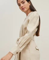 Ann Taylor Petite Linen Blend Wide Leg Jumpsuit Toasted Oat Women's