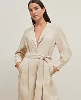 Ann Taylor Petite Linen Blend Wide Leg Jumpsuit Toasted Oat Women's