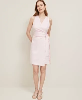 Ann Taylor Linen Blend V-Neck Wrap Dress Potpourri Women's