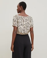 Ann Taylor Floral Bubble Hem Top Sands Edge Women's
