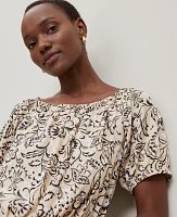 Ann Taylor Floral Bubble Hem Top Sands Edge Women's