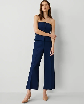Ann Taylor The Petite Wide Leg Crop Pant Fluid Crepe Pure Sapphire Women's