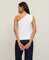 Ann Taylor Ruched One-Shoulder Top White Women's