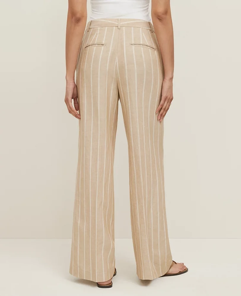 Ann Taylor The Petite Wide-Leg Pant Striped — Curvy Fit Sandstorm Women's
