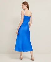 Ann Taylor Petite Satin Slip Dress Power Blue Women's