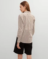 Ann Taylor Striped Relaxed Perfect Shirt Pecan Women's