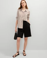 Ann Taylor Striped Relaxed Perfect Shirt Pecan Women's