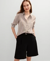 Ann Taylor Striped Relaxed Perfect Shirt Pecan Women's