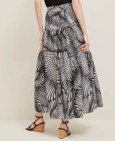 Ann Taylor Petite Tiered Full Skirt Palm Print Black Women's