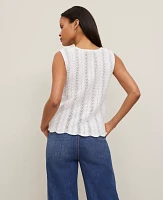 Ann Taylor Crochet Sweater Shell Top Size XS White Women's