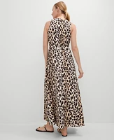 Ann Taylor Animal Print Halter Maxi Dress _Black Women's