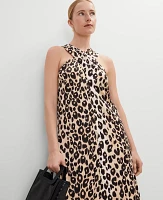 Ann Taylor Animal Print Halter Maxi Dress _Black Women's