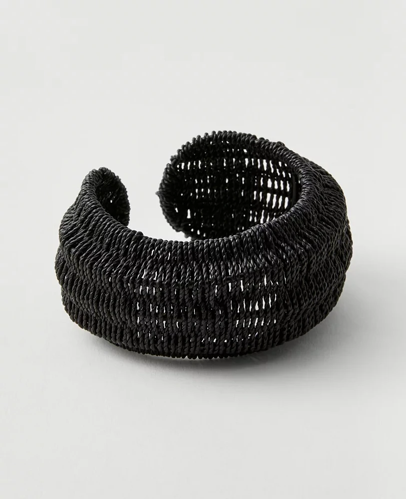 Ann Taylor Raffia Cuff Bracelet Black Women's