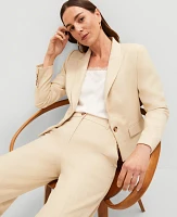 Ann Taylor The Notched One Button Blazer Seasonless Stretch Sands Edge Women's