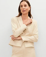 Ann Taylor The Notched One Button Blazer Seasonless Stretch Sands Edge Women's