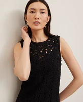 Ann Taylor Crochet Midi Sweater Dress Black Women's