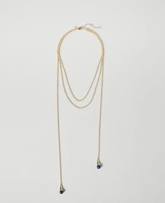 Ann Taylor Double Gem Necklace Goldtone Women's