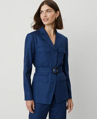 Ann Taylor Petite Linen Blend Safari Jacket Calm Shores Women's