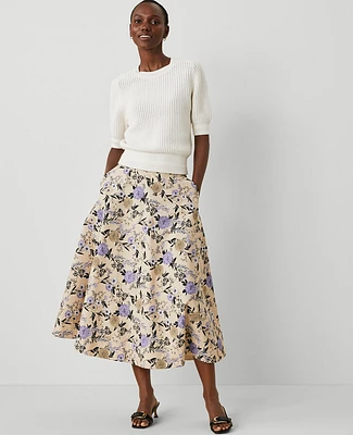 Ann Taylor Floral Full Skirt Size 2 Toasted Oat Women's