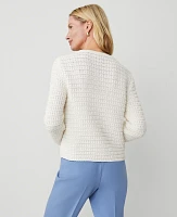 Ann Taylor Geo-Stitch Cardigan Size 2XL Winter White Women's