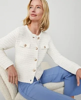 Ann Taylor Geo-Stitch Cardigan Size 2XL Winter White Women's