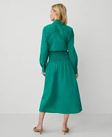 Ann Taylor Petite Flare Midi Shirtdress Size 10 Shady Glade Women's