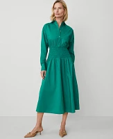 Ann Taylor Petite Flare Midi Shirtdress Size 10 Shady Glade Women's