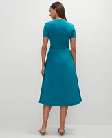 Ann Taylor Mixed Media Flare Midi Dress Women's