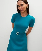 Ann Taylor Mixed Media Flare Midi Dress Women's