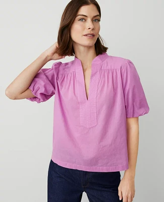 Ann Taylor Petite Puff Sleeve Popover Top Women's