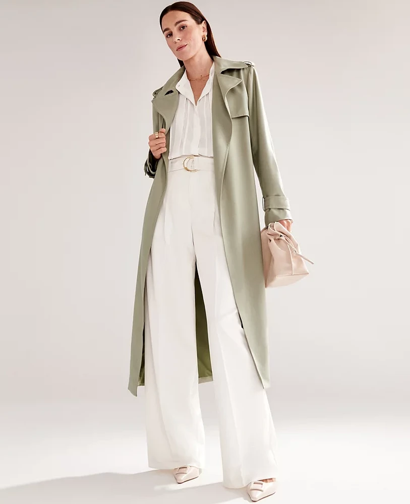 Ann Taylor The Petite Belted Wide-Leg Pant Size 4 Winter White Women's