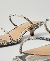 Ann Taylor Snake Print Double Strap Block Heel Sandals Black Women's
