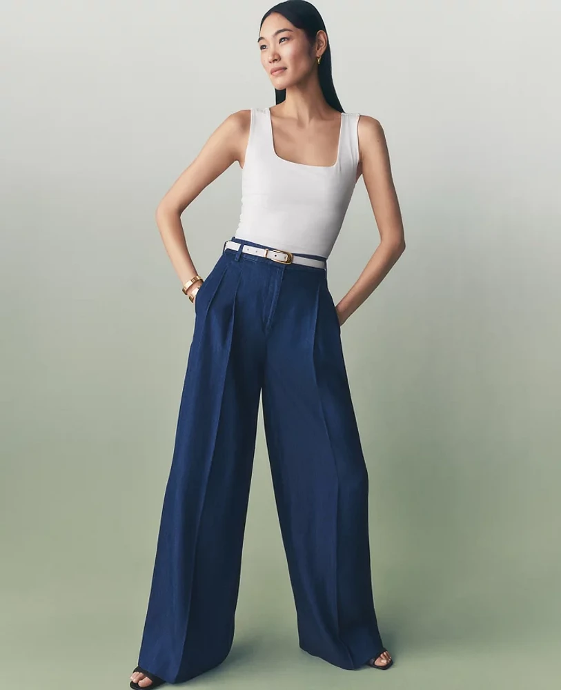 Ann Taylor The Petite Wide-Leg Pant in Refined Denim Size 2 Royal Indigo Women's